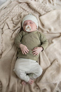 AnouKidz Newborn Broekje Rib Stripe Olive