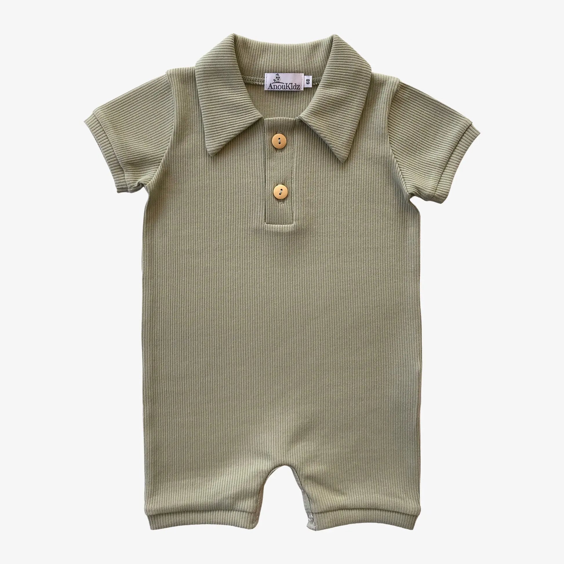 AnouKidz Polo Zomerpakje Rib Dusty Green