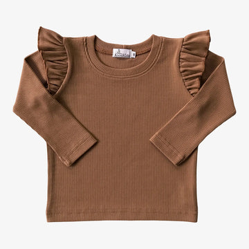 AnouKidz Ruffle Longsleeve Rib Cacao